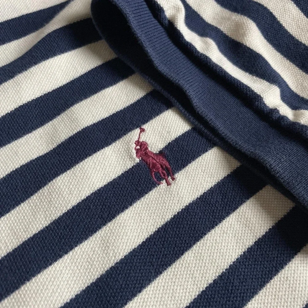 Polo Ralph Lauren Polo Shirt Mens XXL Navy Preppy Striped Vintage Short Sleeve